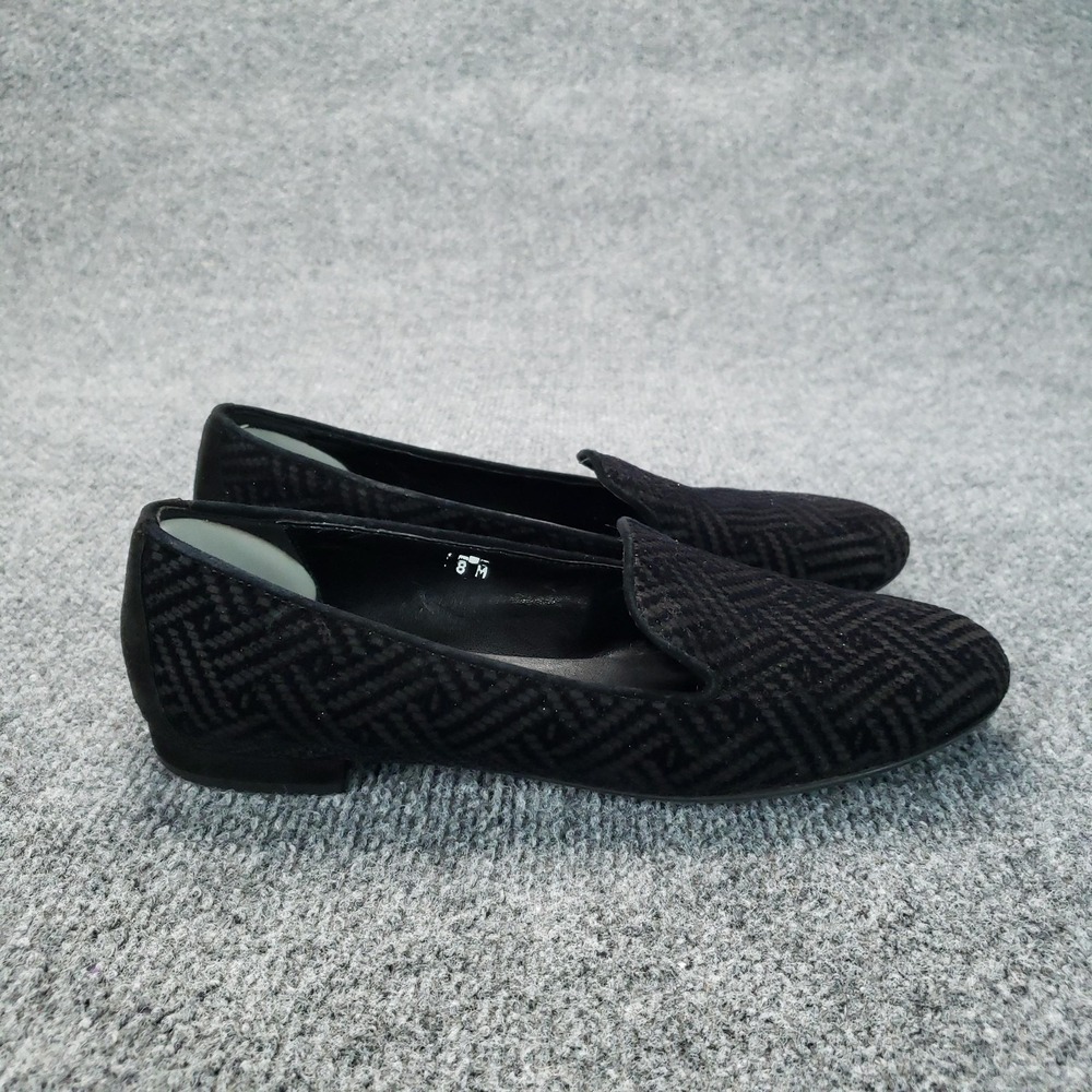 Sesto Meucci Shoes Womens Size 8 Black Velvet Loafer Flats Slip On Italy Glitter - Picture 1 of 16